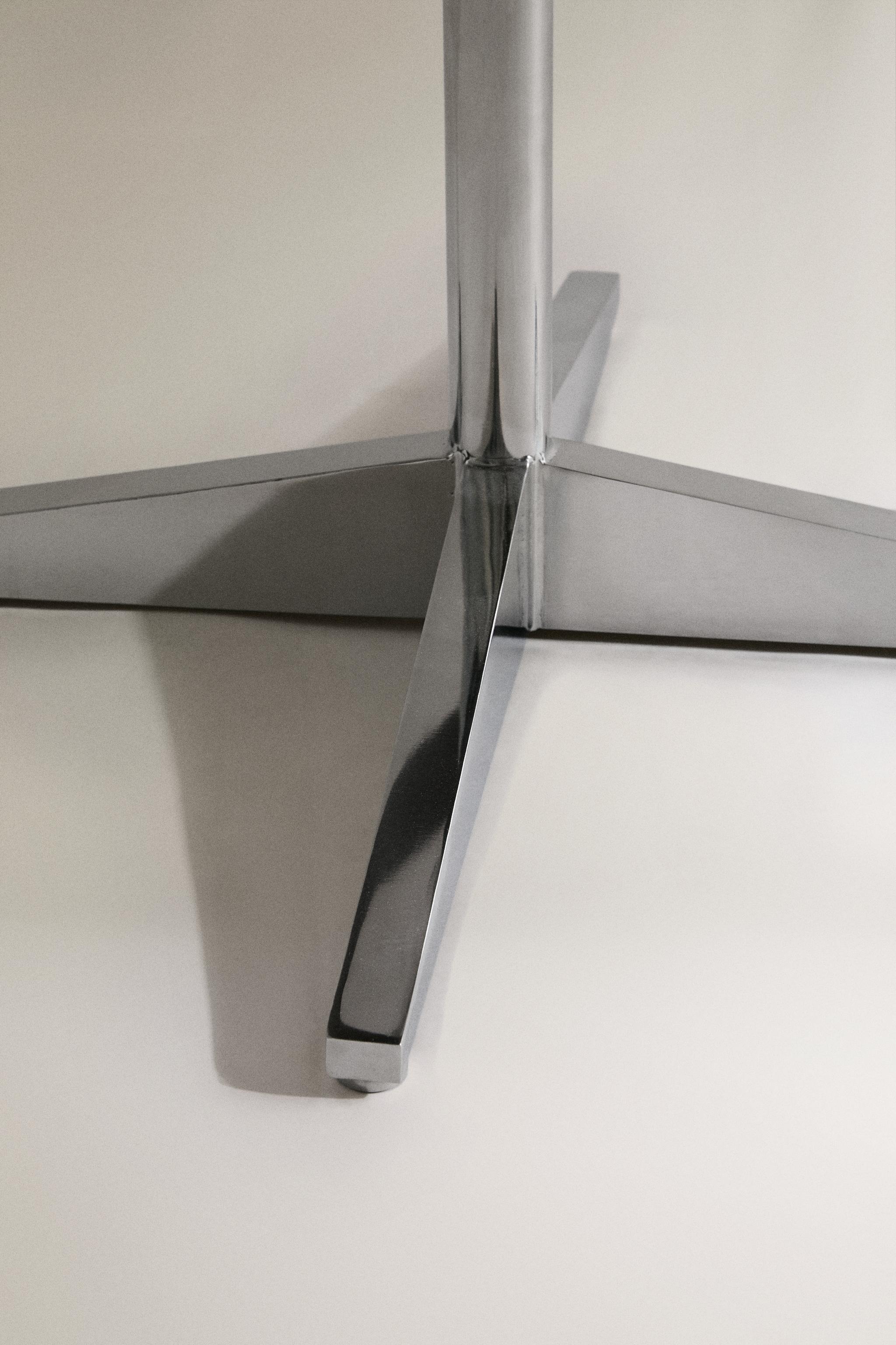 STAINLESS STEEL AND LEATHER CHAIR